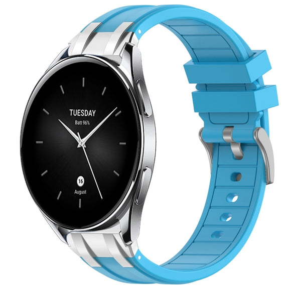 For Xiaomi Watch S2 22mm Quick Release Silver Buckle Royal Silicone Watch Band(Sky Blue)