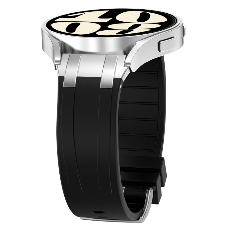 For Garmin Forerunner 255 Music 22mm Quick Release Silver Buckle Royal Silicone Watch Band(Black)