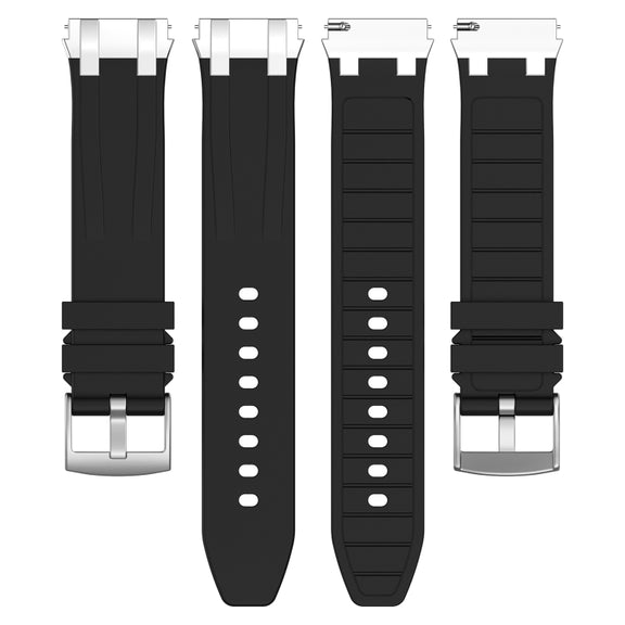For Garmin Forerunner 255 Music 22mm Quick Release Silver Buckle Royal Silicone Watch Band(Black)