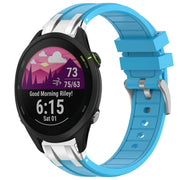 For Garmin Forerunner 255 Music 22mm Quick Release Silver Buckle Royal Silicone Watch Band(Sky Blue)