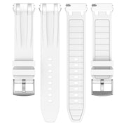 For Garmin Forerunner 265 Music 22mm Quick Release Silver Buckle Royal Silicone Watch Band(White)