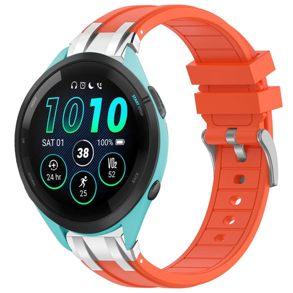 For Garmin Forerunner 265 Music 22mm Quick Release Silver Buckle Royal Silicone Watch Band(Orange)