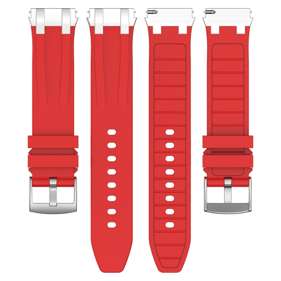 For Garmin Forerunner 265 Music 22mm Quick Release Silver Buckle Royal Silicone Watch Band(Red)
