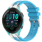 For Garmin Forerunner 265 Music 22mm Quick Release Silver Buckle Royal Silicone Watch Band(Sky Blue)
