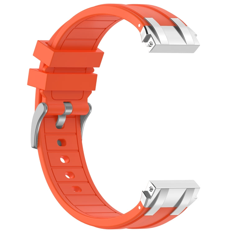 For Garmin Forerunner 265 22mm Quick Release Silver Buckle Royal Silicone Watch Band(Orange)