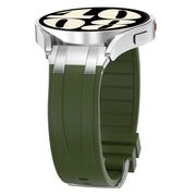 For Garmin Forerunner 265 22mm Quick Release Silver Buckle Royal Silicone Watch Band(Olive Green)