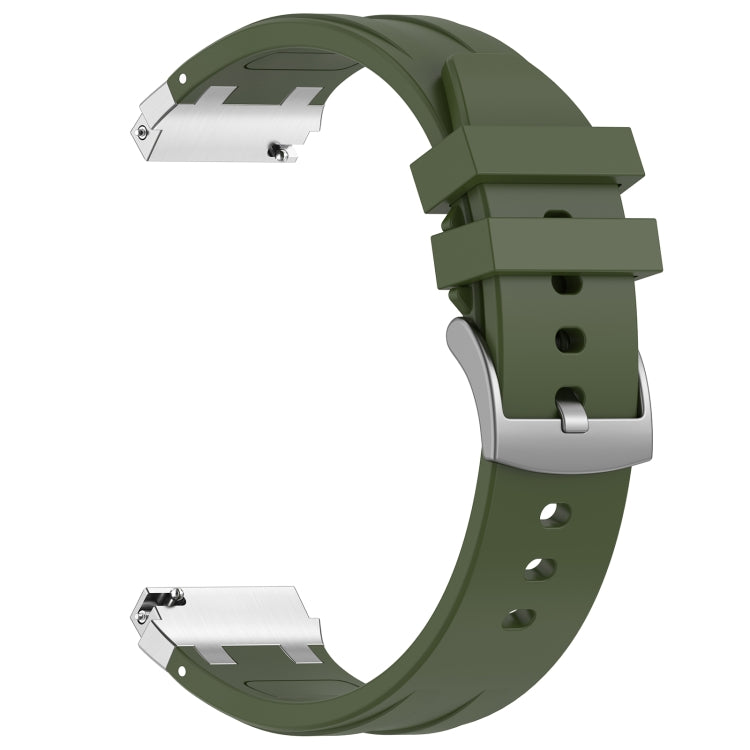 For Garmin Forerunner 265 22mm Quick Release Silver Buckle Royal Silicone Watch Band(Olive Green)