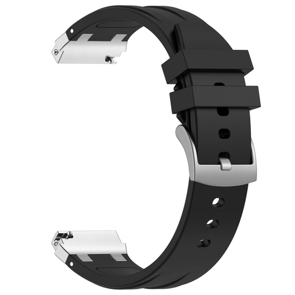 For Garmin Forerunner 265 22mm Quick Release Silver Buckle Royal Silicone Watch Band(Black)