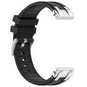 For Garmin Forerunner 265 22mm Quick Release Silver Buckle Royal Silicone Watch Band(Black)