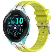 For Garmin Forerunner 265 22mm Quick Release Silver Buckle Royal Silicone Watch Band(Vital Yellow)