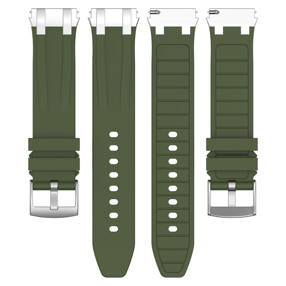 For Garmin Forerunner 255 22mm Quick Release Silver Buckle Royal Silicone Watch Band(Olive Green)