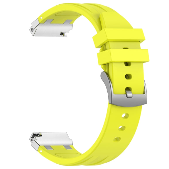 For Garmin Forerunner 255 22mm Quick Release Silver Buckle Royal Silicone Watch Band(Vital Yellow)