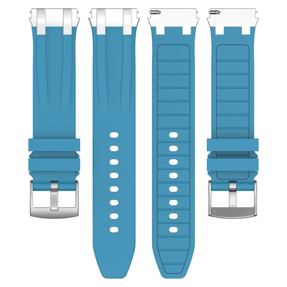 For Garmin Venu 2 22mm Quick Release Silver Buckle Royal Silicone Watch Band(Sea Blue)