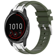 For Garmin Vivoactive 4 22mm Quick Release Silver Buckle Royal Silicone Watch Band(Olive Green)