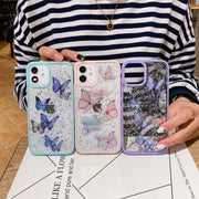 For iPhone 16 Plus Color Butterfly Glitter Epoxy TPU Phone Case(Purple)