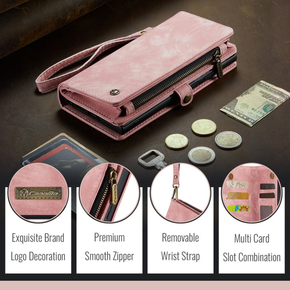 For iPhone 16 Pro Max CaseMe 008 Detachable Multifunctional Leather Phone Case(Pink)