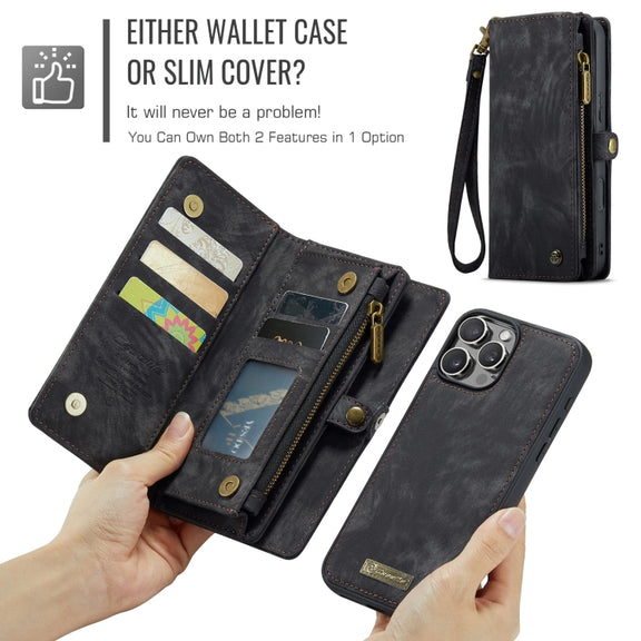 For iPhone 16 Pro Max CaseMe 008 Detachable Multifunctional Leather Phone Case(Black)