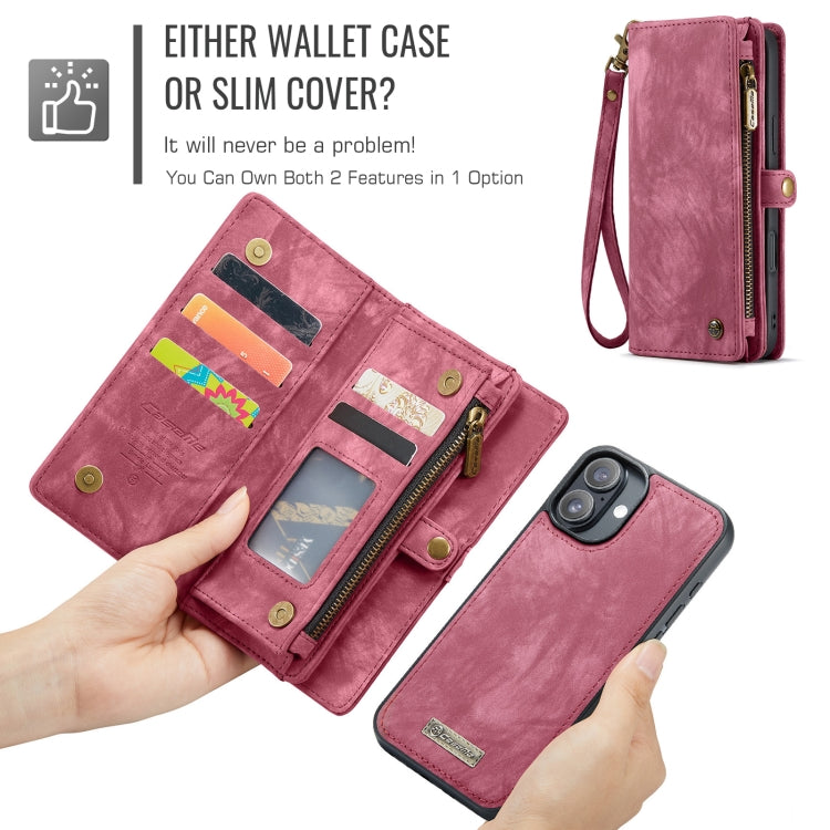 For iPhone 16 Plus CaseMe 008 Detachable Multifunctional Leather Phone Case(Red)
