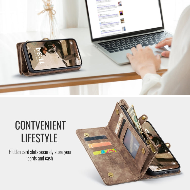 For iPhone 16 Plus CaseMe 008 Detachable Multifunctional Leather Phone Case(Brown)