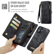 For iPhone 16 Plus CaseMe 008 Detachable Multifunctional Leather Phone Case(Black)
