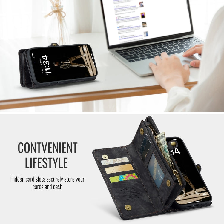 For iPhone 16 Plus CaseMe 008 Detachable Multifunctional Leather Phone Case(Black)