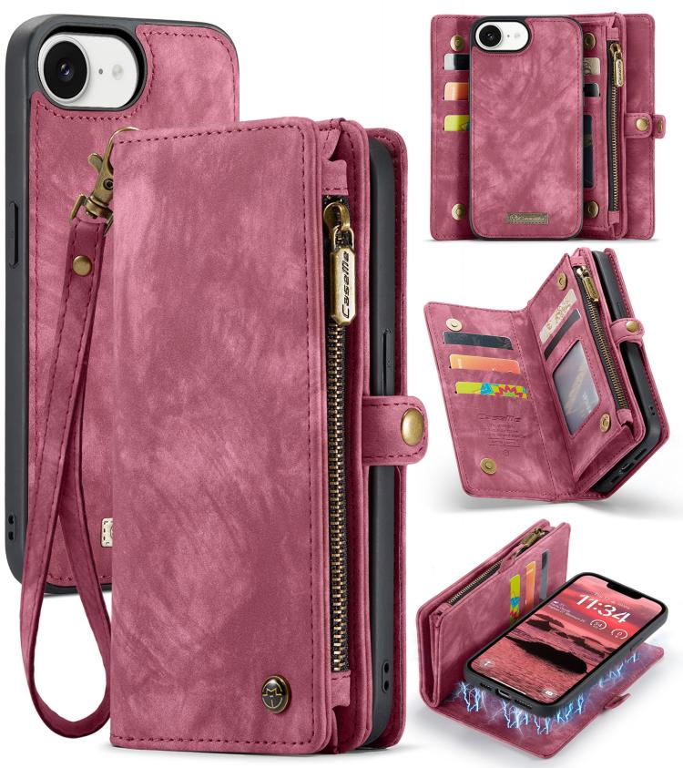 For iPhone 16e CaseMe 008 Detachable Multifunctional Leather Phone Case(Red)