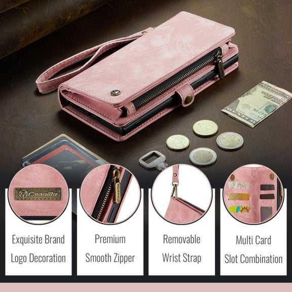 For iPhone 16e CaseMe 008 Detachable Multifunctional Leather Phone Case(Pink)
