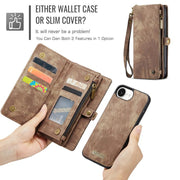 For iPhone 16e CaseMe 008 Detachable Multifunctional Leather Phone Case(Brown)