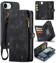 For iPhone 16e CaseMe 008 Detachable Multifunctional Leather Phone Case(Black)