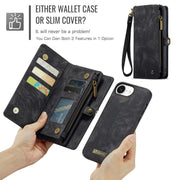 For iPhone 16e CaseMe 008 Detachable Multifunctional Leather Phone Case(Black)