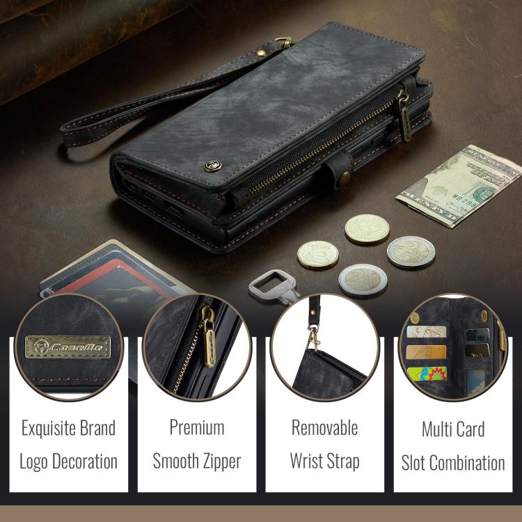 For iPhone 16e CaseMe 008 Detachable Multifunctional Leather Phone Case(Black)