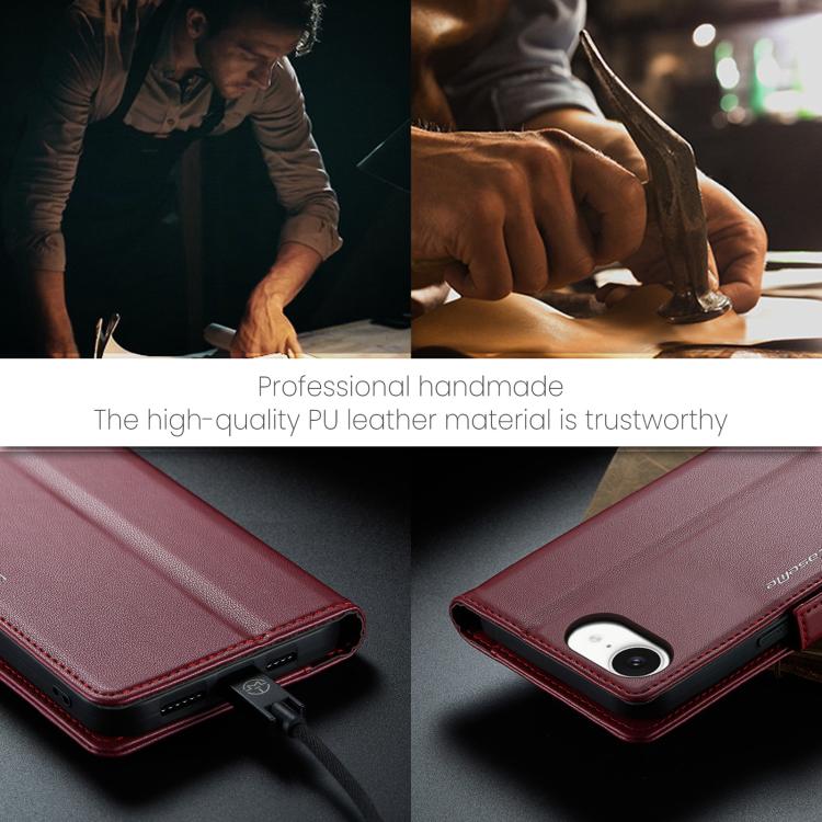 For iPhone 16e CaseMe 023 Butterfly Buckle Litchi Texture RFID Anti-theft Leather Phone Case(Red)