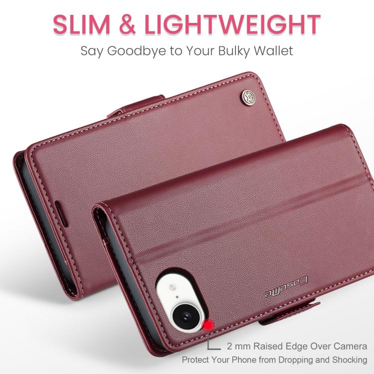 For iPhone 16e CaseMe 023 Butterfly Buckle Litchi Texture RFID Anti-theft Leather Phone Case(Red)