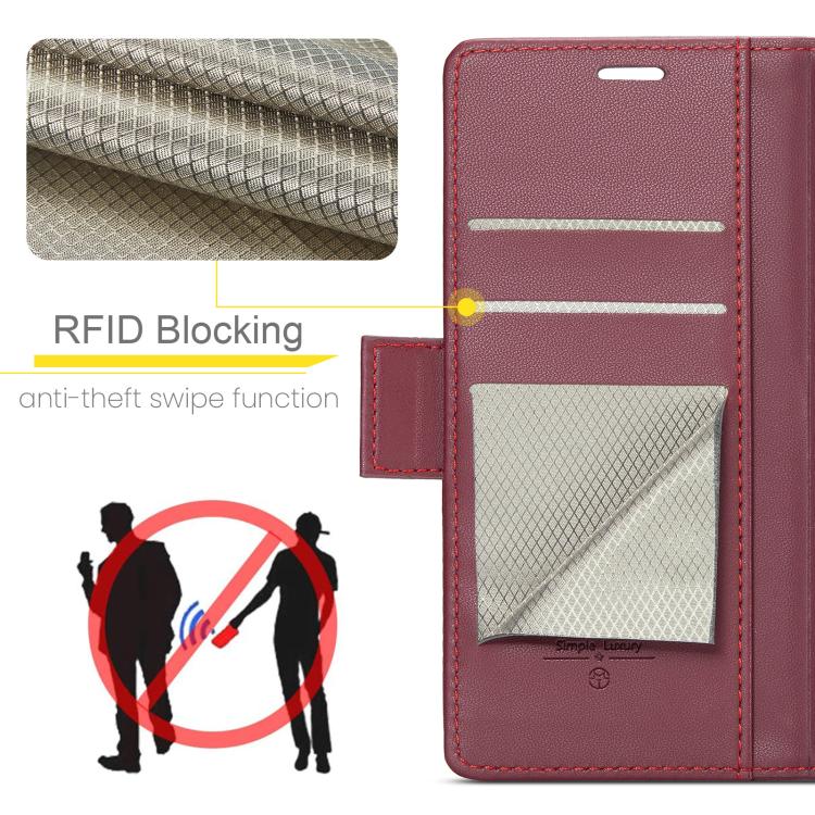 For iPhone 16e CaseMe 023 Butterfly Buckle Litchi Texture RFID Anti-theft Leather Phone Case(Red)
