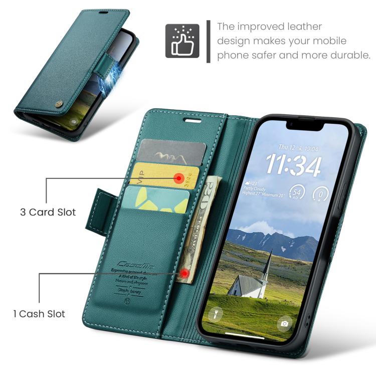 For iPhone 16e CaseMe 023 Butterfly Buckle Litchi Texture RFID Anti-theft Leather Phone Case(Green)