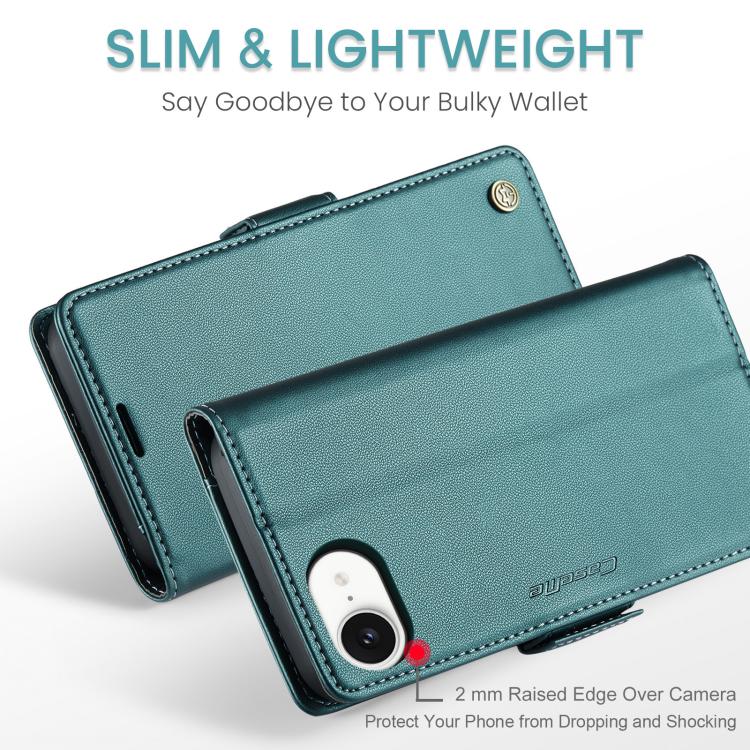 For iPhone 16e CaseMe 023 Butterfly Buckle Litchi Texture RFID Anti-theft Leather Phone Case(Green)