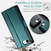 For iPhone 16e CaseMe 023 Butterfly Buckle Litchi Texture RFID Anti-theft Leather Phone Case(Green)