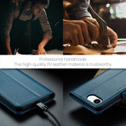For iPhone 16e CaseMe 023 Butterfly Buckle Litchi Texture RFID Anti-theft Leather Phone Case(Blue)