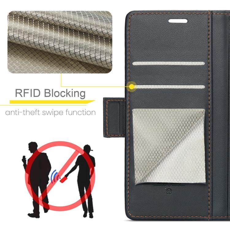 For iPhone 16e CaseMe 023 Butterfly Buckle Litchi Texture RFID Anti-theft Leather Phone Case(Black)