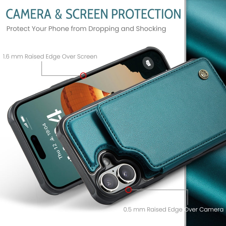 For iPhone 16 CaseMe C22 Card Slots Holder RFID Anti-theft Phone Case(Green)