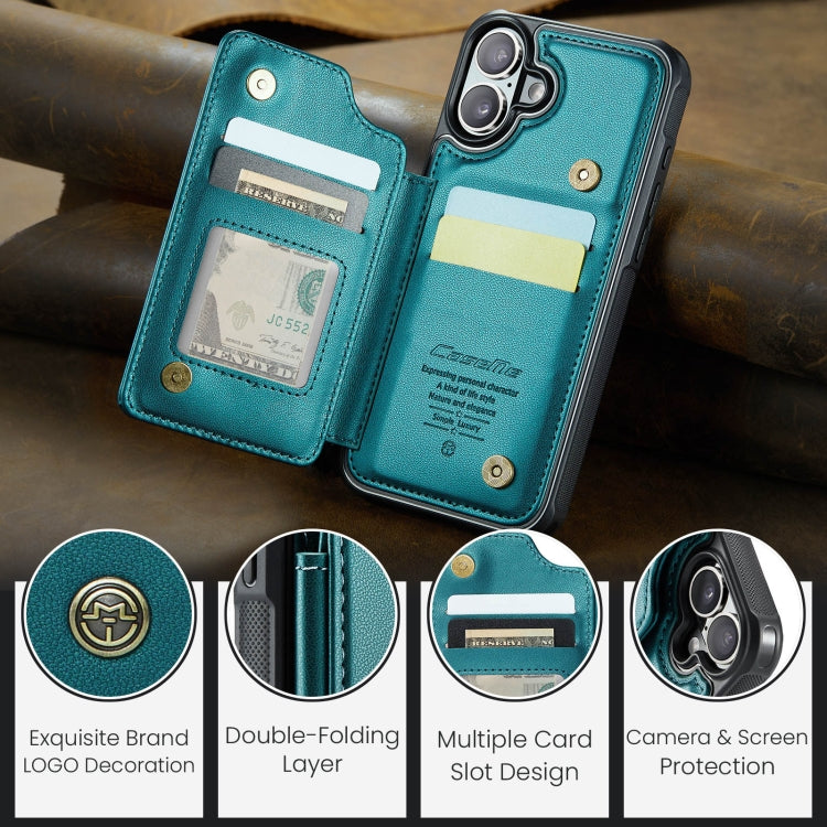 For iPhone 16 CaseMe C22 Card Slots Holder RFID Anti-theft Phone Case(Green)