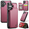 For iPhone 16 CaseMe C22 Card Slots Holder RFID Anti-theft Phone Case(Red) - free shipping - PMC TechLife - Order now!