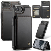 For iPhone 16e CaseMe C22 Card Slots Holder RFID Anti-theft Phone Case(Black)