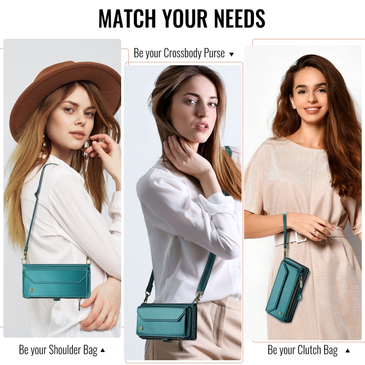 For iPhone 16 Pro Max CaseMe C36 Card Slots Zipper Wallet RFID Anti-theft Leather Phone Case(Blue)