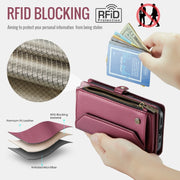 For iPhone 16 CaseMe C36 Card Slots Zipper Wallet RFID Anti-theft Leather Phone Case(Red)