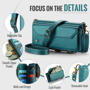 For iPhone 16 CaseMe C36 Card Slots Zipper Wallet RFID Anti-theft Leather Phone Case(Blue)
