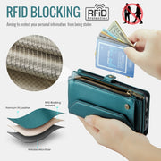 For iPhone 16 CaseMe C36 Card Slots Zipper Wallet RFID Anti-theft Leather Phone Case(Blue)