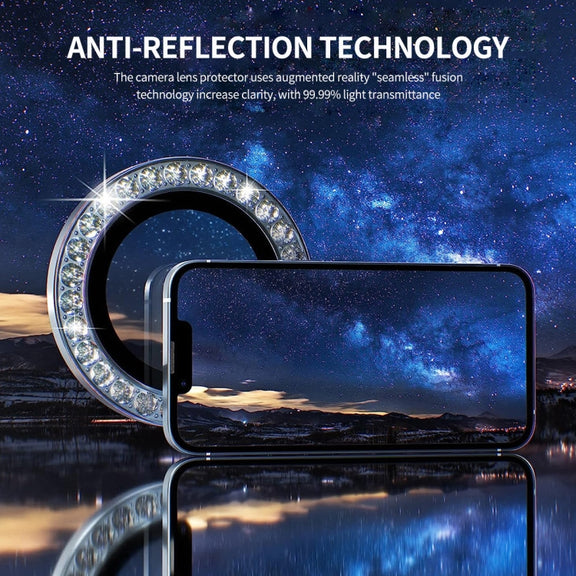 For iPhone 16 / 16 Plus ENKAY AR Anti-reflection Individual Diamond Ring Camera Lens Glass Full Film(Sky Blue)
