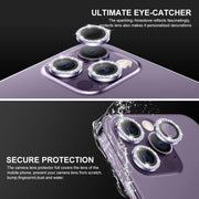 For iPhone 16 Pro / 16 Pro Max ENKAY AR Anti-reflection Individual Diamond Ring Camera Lens Glass Full Film(Dark Blue)