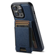 For iPhone 16 Pro Suteni H17 Cross Grain Leather MagSafe Detachable Wallet Phone Case(Blue) - free shipping - PMC Jewellery - Order now!